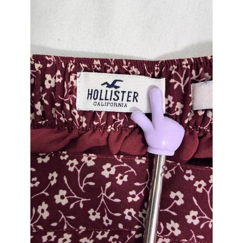 Hollister Skirt Womens Small Red Floral Wrap Ruffle Mini Lined High Rise Chiffon